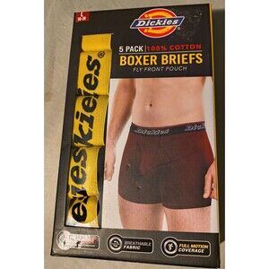 Dickies Boxer Briefs Size Large 5 Pack 100% Cotton Fly Pouch Black Underwear NEW